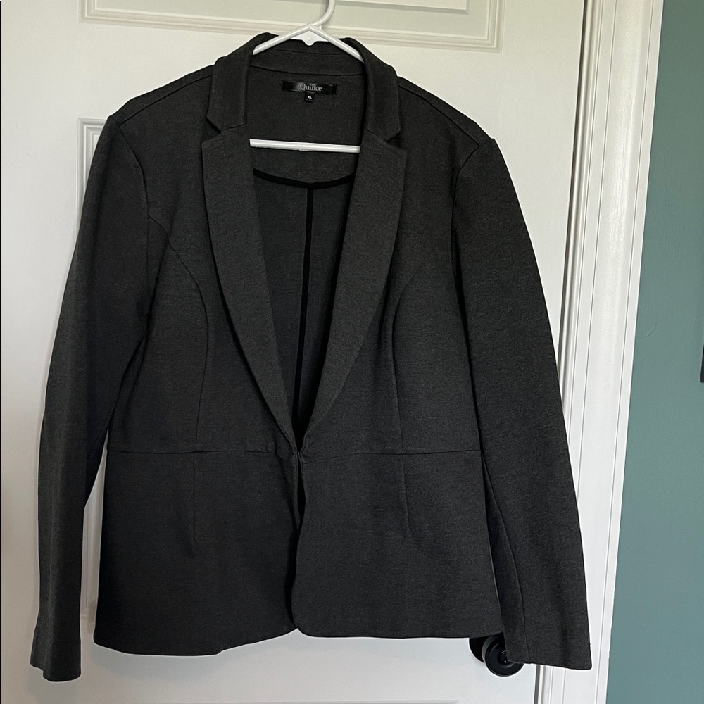 Quince Charcoal Gray Ponte Blazer